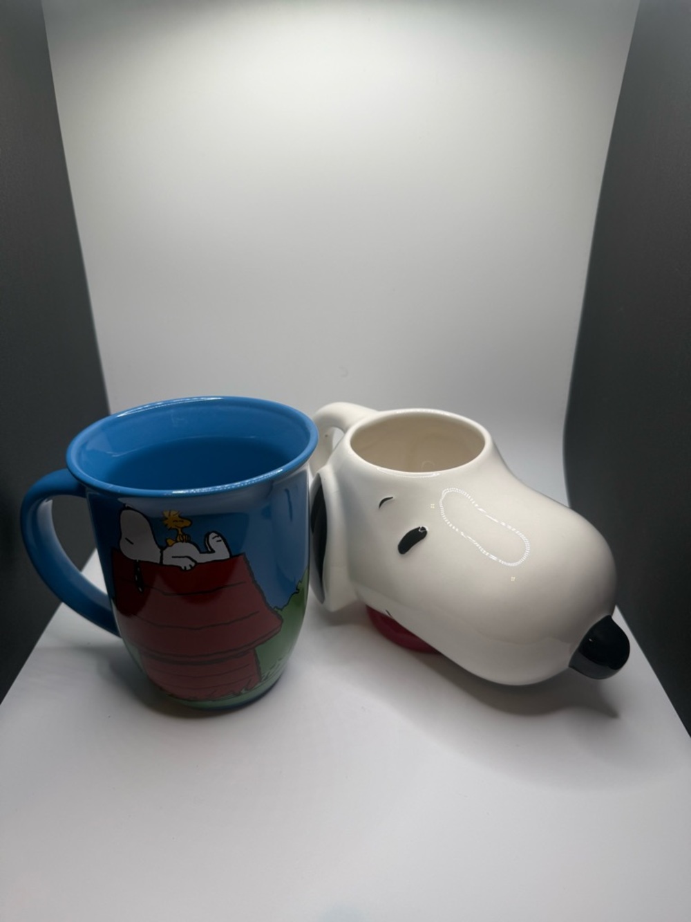Snoopy Ceramic Mug - Blue & White Novelty Coffee Cup